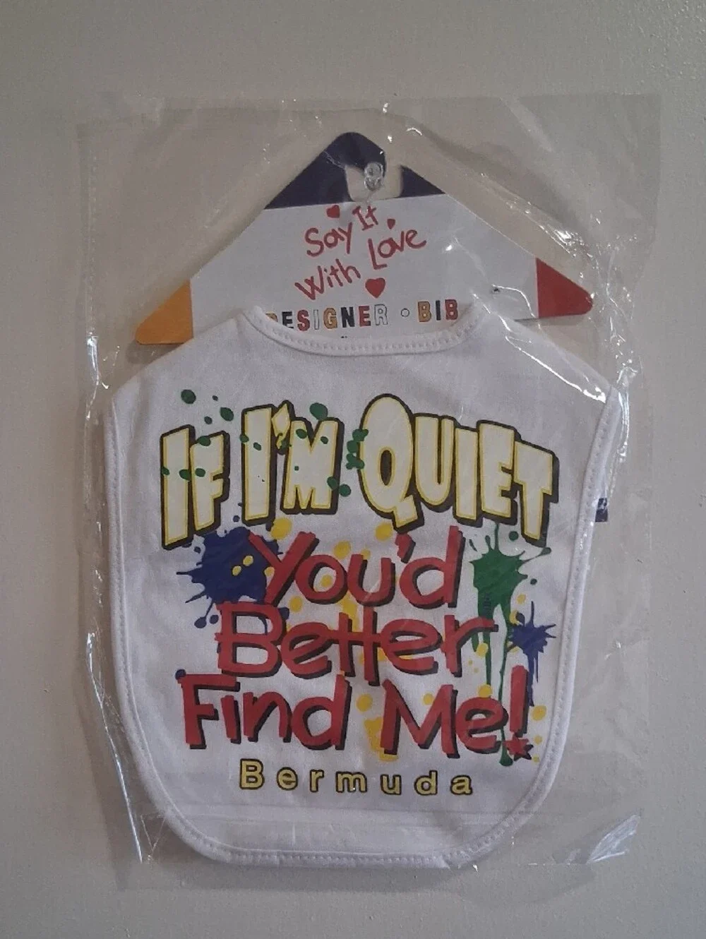 NWT White Kids Bib with Colorful Print - 